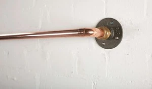 Curtain Pole Copper - Vintage Style Copper Pipe & Iron Wall Plates - Picture 1 of 4