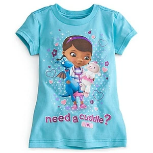 DISNEY STORE DOC MCSTUFFINS GIRLS TEE T-SHIRT NWT GLITTER  "NEED A CUDDLE?" - Picture 1 of 2