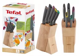 JUEGO DE 5 CUCHILLOS TEFAL FRESH KITCHEN EN BLOQUE DE MADERA, BLOQUE DE CUCHILLOS, CUCHILLOS DE COCINA, CUCHILLOS - Imagen 1 de 8