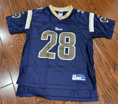 Camiseta De Colección St. Louis Rams #28 Faulk NFL Camiseta Reebok Azul Camiseta de Fútbol Juvenil Talla L Foto 1 de 4