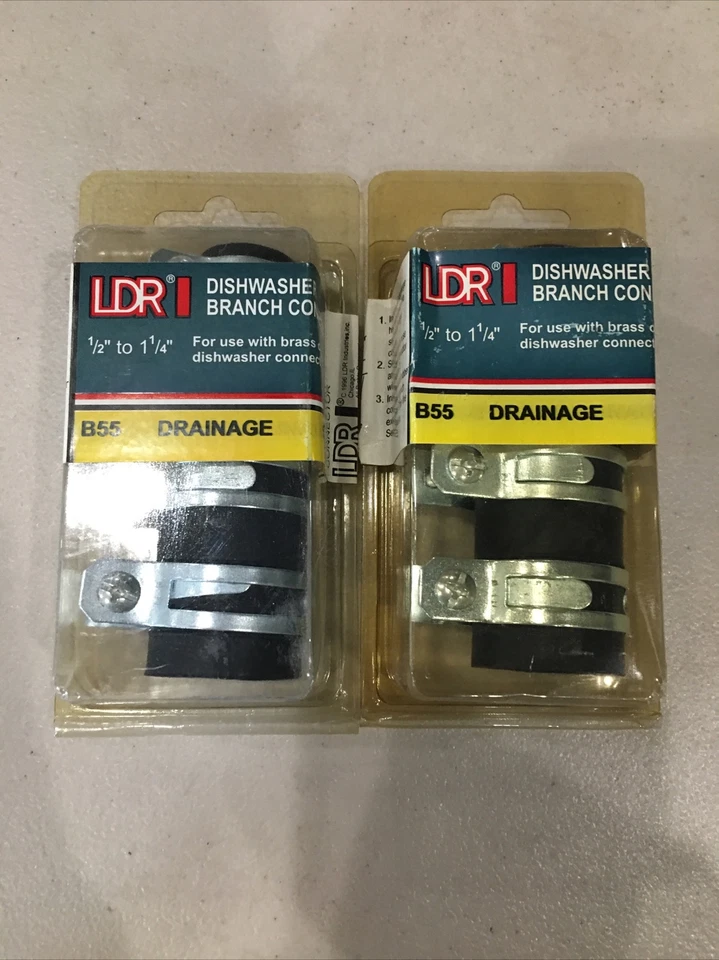 Lote de dos - 5056430 conector de goma para lavavajillas/eliminación con abrazaderas 1/tarjeta Foto 1 de 2