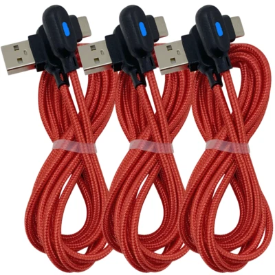 3 Pack Type C To USB A Cable 90 Degree Right Angle Fast Charger Cord For Samsung - Image 1 of 4