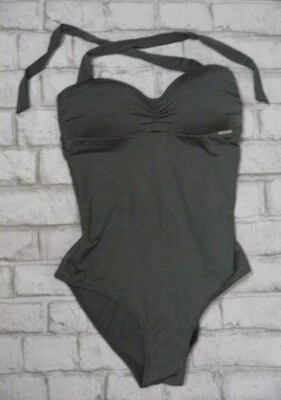 113 $ Sapph Beach grau Tamboo Bay Herzausschnitt Einteiler Badeanzug 6 NEU S486 - Bild 1 von 4