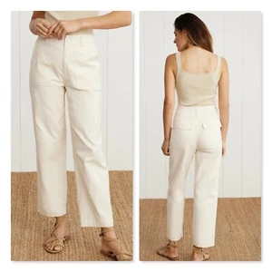 Jenni Kayne Cotton Linen Ranger Trouser Womens 14 Straight Leg Lightweight Cream - Picture 1 of 14