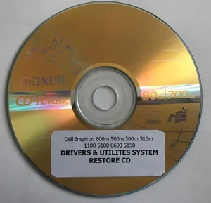 Dell Inspiron 600m 500m 300m 510m 1100 5100 DRIVERS & UTILITES SYSTEM RESTORE CD - Picture 1 of 4