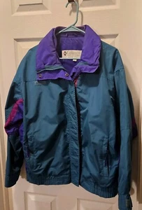 Vintage Columbia Windbreaker Blue Purple Pink Women’s Windbreaker Jacket Size L - Picture 1 of 10
