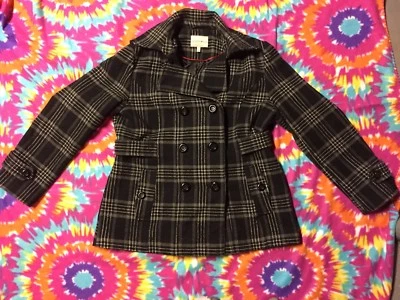 Mujer Moda Bug Peacoat Invierno Chaqueta Abrigo Cuadros Negro Gris Talla XL Foto 1 de 4