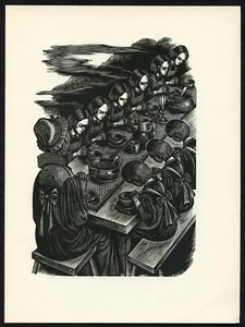 Fritz Eichenberg NIÑOS DICIENDO GRACIA Jane Eyre ilustración, 1943 grabado - Imagen 1 de 3