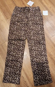 NWT HANNA ANDERSSON 140 tan leopard print pants zipper elastic waist - Picture 1 of 10