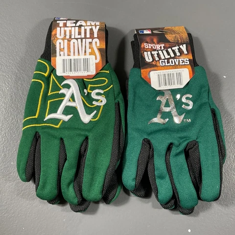 Oakland Athletics MLB Baseball Two Tone Team and Sports Utility Gloves LOT OF 2 Cover