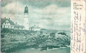 1900s Maine Cartolina Portland Head Light ME Lighthouse Jay PM 1906 UDB primi - Foto 1 di 2