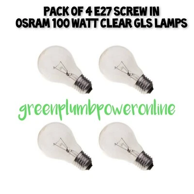 Osram 100 Watt Clear E27 Screw Type GLS Light Bulb Lamp 1330 Lumens - PACK OF 4 - Image 1 of 2