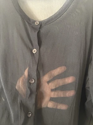 Прозрачный черный на пуговицах длинным рукавом Топ повседневная или официальная одежда - Изображение 1 из 4