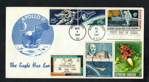 EE. UU. 1969 Apolo 11 cubierta espacial "El águila ha aterrizado" ver sellos y matasellos - Imagen 1 de 1
