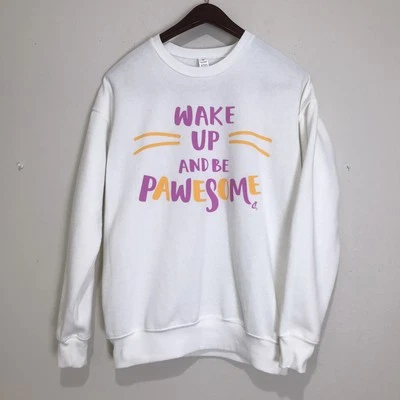 Sudadera Gato Dama Talla Grande Despertar Y Ser Pawsome Blanca Cuello Redondo Foto 1 de 4