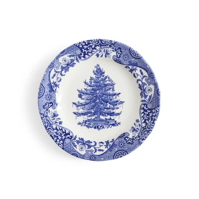 Blue Italian 8" Christmas Plate - Earthenware Celebration Platter with Tree M... - Image 1 of 4