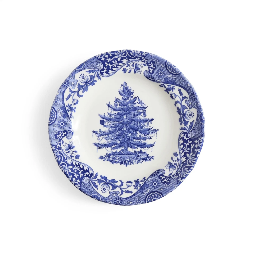 Blue Italian 8" Christmas Plate - Earthenware Celebration Platter with Tree M... - Image 1 of 4