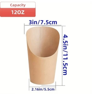100 Pack Kraft French Fry Cups Containers 12oz Capacity Brown Paper - Picture 1 of 3