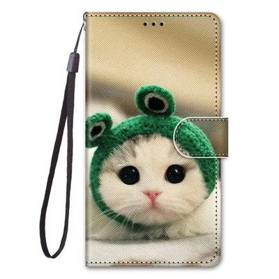 Frog Hat Cat Wallet Cover  Case For S25 S24 17 16 Xiaomi OPPO Redmi Moto Realme - Image 1 of 4