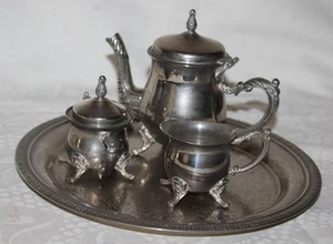 schönes Metall Set - Mocca Kernstück mit Tablett - Bild 1 von 6