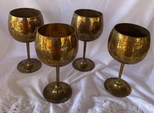 4er Set Messing Weinkelch groß 16 Unzen Mid Century MCM Gothic Barware Vintage - Bild 1 von 19