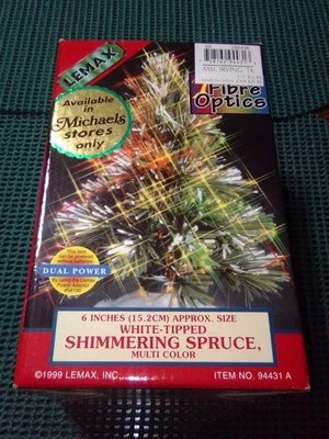 Lemax 1999 Shimmering White Tipped Spruce Xmas Tree 6 In" Fiber Optics New Works - Image 1 of 4