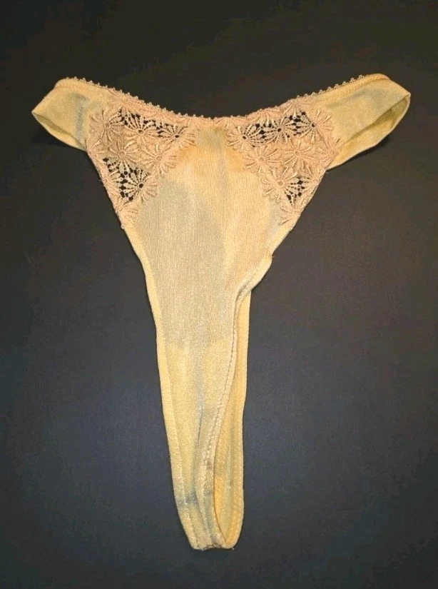 Tanga bragas vintage Felina amarillo brillante satinado talla pequeña nuevas sin etiquetas  Foto 1 de 4