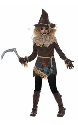 CREEPY SCARECROW TWEEN GIRLS FANCY DRESS SCARY HALLOWEEN HORROR FARM COSTUME - Image 1 of 2