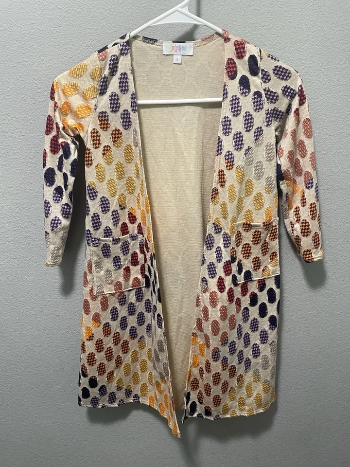 Cárdigan largo manga 3/4 Lularoe niñas talla 8 Foto 1 de 4