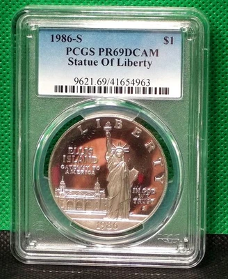 1986-S Proof Statue of Liberty Commemorative Silver Dollar PCGS PR69DCAM #963B - Image 1 of 2
