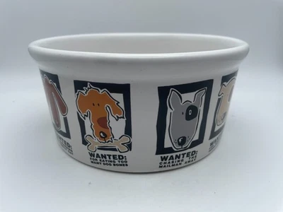 Mug Shots Dog Bowl Riviera Van Beers Stoneware Dog Wanted Posters 24oz B90 - Image 1 of 4
