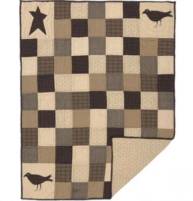 Kettle Grove Applique Crow and Star Quilted Throw 50x60 VHC brands - Image 1 of 4
