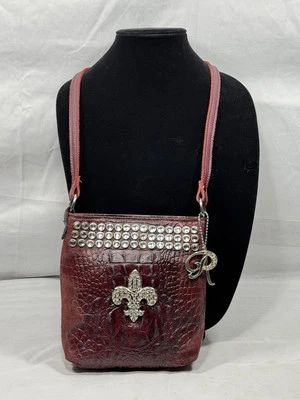 Bolso Bandolera Bolso de Mano Vintage Raviani Granate Rojo Cocodrilo Sin usar Cuero Foto 1 de 4