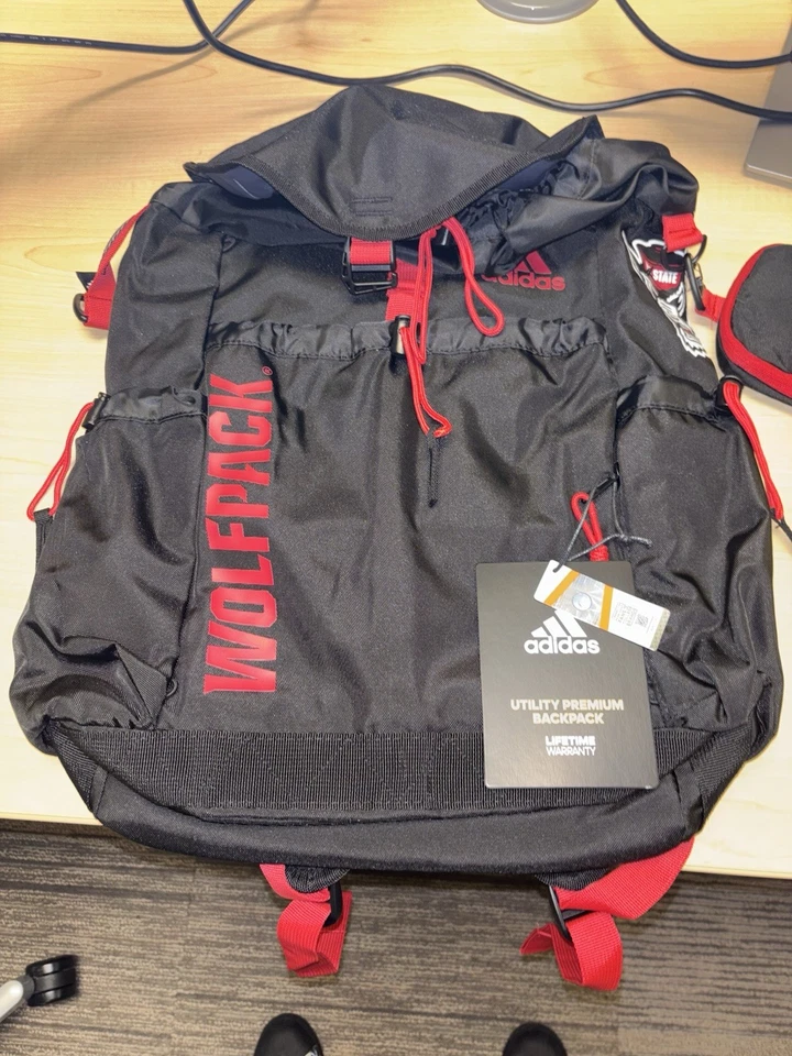 Adidas NCAA NC State Wolfpack Collegiate Utility Premium Backpack Bag GA5335 New - Image 1 of 4