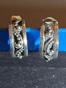 Lois Hill (?)925 Sterling Small Squared Edge Huggie Earrings 5.58g - Picture 1 of 6