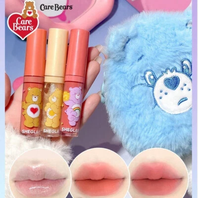 CARE BEARS Sheglam SHARE YOUR SMILE 3pc LIP SET + Fuzzy Pouch! Lipstick Lipgloss - Image 1 of 4