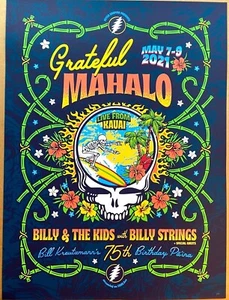Poster serigrafato AUTENTICO Grateful Mahalo Billy Strings The Kids 2021 #/750 - Foto 1 di 5