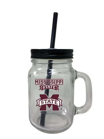 Mississippi State Bulldogs Mason Jar Tumbler Set-NCAA Mason Jar Glass 3 Pack Cover