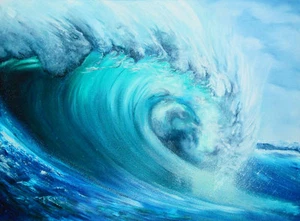 OCEAN WAVE PAINTING CANVAS ART PRINT poster 16"X 12" - Bild 1 von 1
