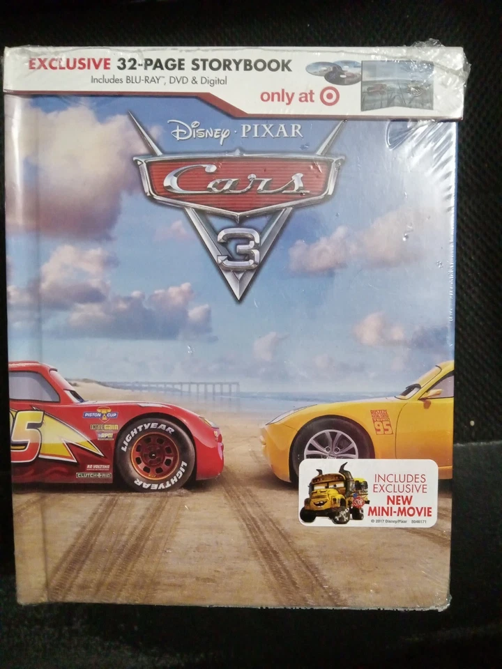 Disney Pixar Cars 3 Blu Ray DVD Digital Combo With 32 Page Storybook