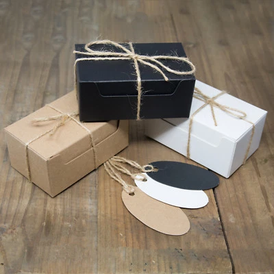 GIFT BOXES Small Rect ECO KRAFT Natural Christmas Favour | Includes String/Tags - Image 1 of 4