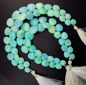 Natural Peru Blue Opal Smooth Multiple Size Heart Shape Beads 7" Strand - Picture 1 of 16