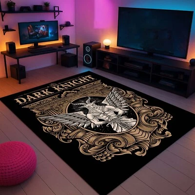 Tapete Dark Knight, Decoração Gótica, Tapete Preto, Arte de Chão Fantasia, Tapete Design de Espada - Imagem 1 de 4