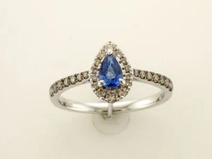 LeVian 14K White Gold Sapphire Nude Chocolate Diamond 0.88 cts Ring Size 7 - Picture 1 of 5