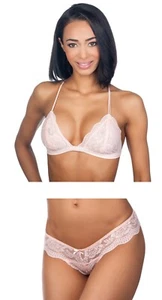 Honeydew Intimates Floral Lace Wirefree Bralette Bra & Thong Set 1446 BLUSH - Picture 1 of 3