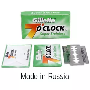 50 cuchillas de afeitar de seguridad de doble filo Gillette 7 O'CLOCK hechas en Rusia - Imagen 1 de 3