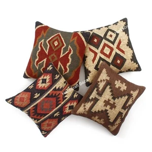 4 Pcs Lot Handwoven Home Decor Cushion Kilim Jute Kilim Rugs Pillow Cover Case - Picture 1 of 7