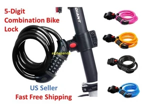 Bike Cycling Motorcycle Combination Combo Pad Lock Steel Cable Security Key Less - Picture 1 of 13