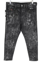 DIESEL Kly-NE 069CQ W32 Men Sweat Jogg Jeans Painted Dark Grey Stretch Straight