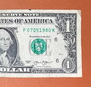 July 5, 1980 ; 7 May 1980 (F 07051980 K) Birthday Note $1 One Dollar Bill - Picture 1 of 3